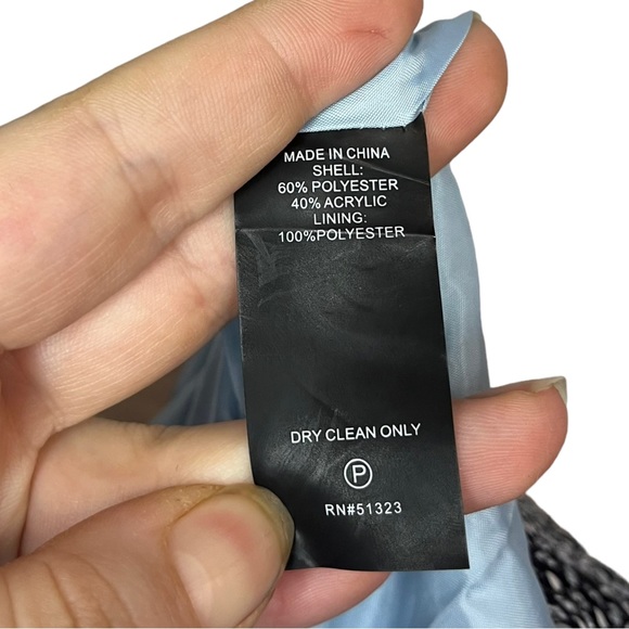 Vince Camuto Women's Size 10 Petite Blazer Jacket Full Zip Blue Black Tweed - Picture 4 of 6